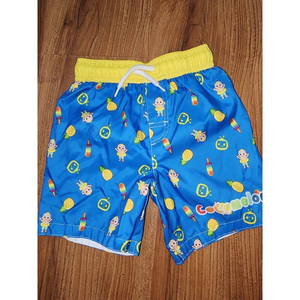 Cocomelon Boys Swim Trunks Size 3T Lined Blue Beach Drawstring